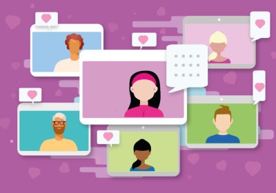 Social Media mensen achter beeldschermen